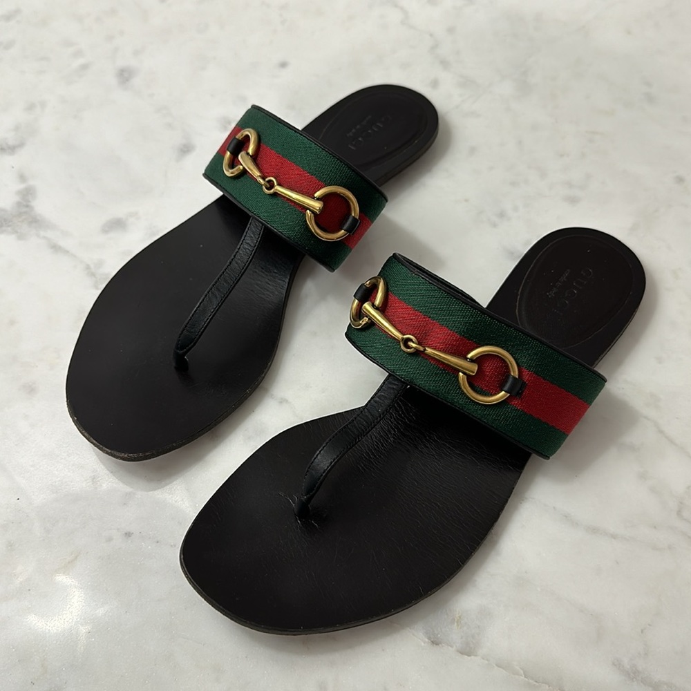 Gucci Leather Horsebit Thong Sandals 551 - Picture 3 of 5